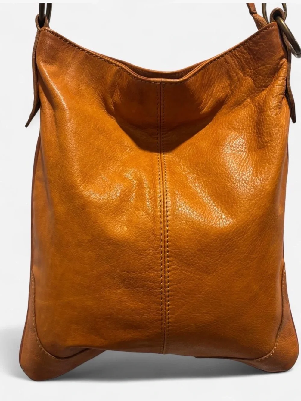 Artigiano Made in Italy Soft Leather Crossbody Shoulder Bag Cognac Brown